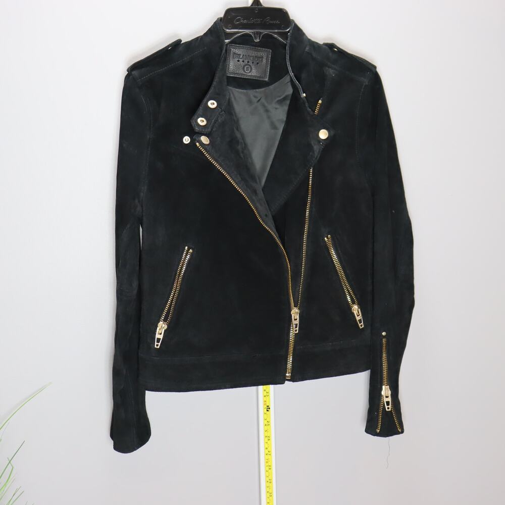 Blank NYC Black Suede Moto Jacket Size Small‎ Missing One Snap